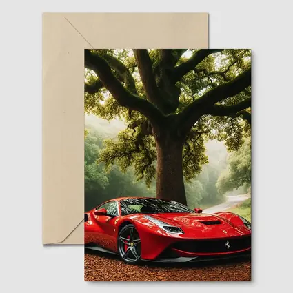 Ferrari Roma Red Supercar Forest Road