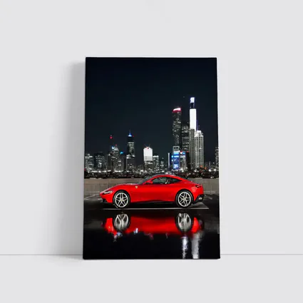 Ferrari Roma Red Car City Night