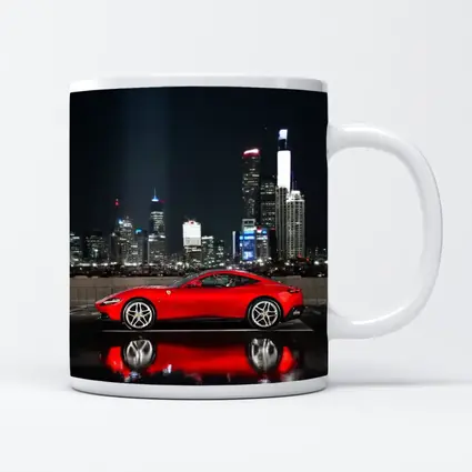 Ferrari Roma Red Car City Night