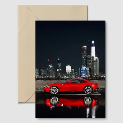 Ferrari Roma Red Car City Night