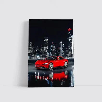 Ferrari Roma Red Car City Night