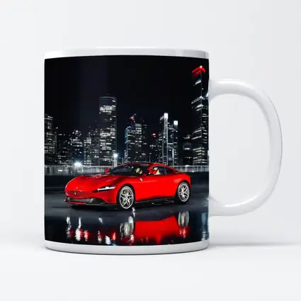 Ferrari Roma Red Car City Night
