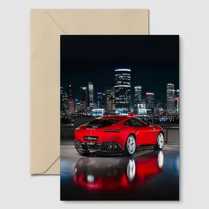 Ferrari Roma Red Car City Night