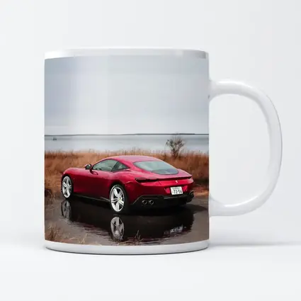 Ferrari Roma Red Coupe Lake Setting