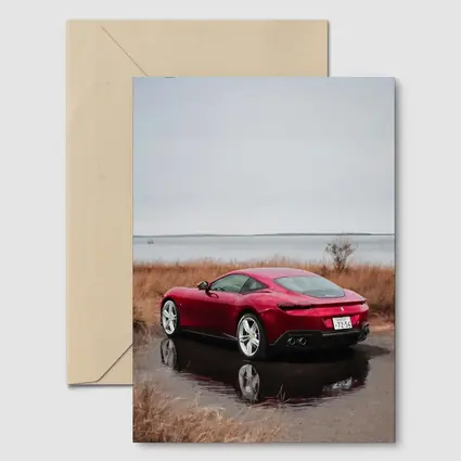 Ferrari Roma Red Coupe Lake Setting
