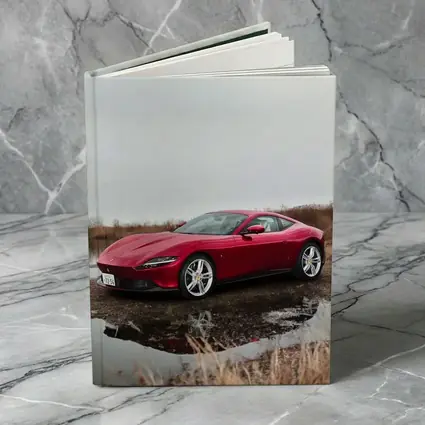Ferrari Roma Red Sports Car Lake Setting