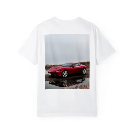 Ferrari Roma Red Sports Car Lake Setting