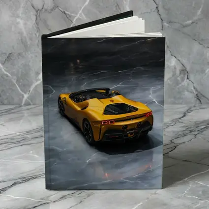Ferrari SF90 Spider Yellow on Marble Floor