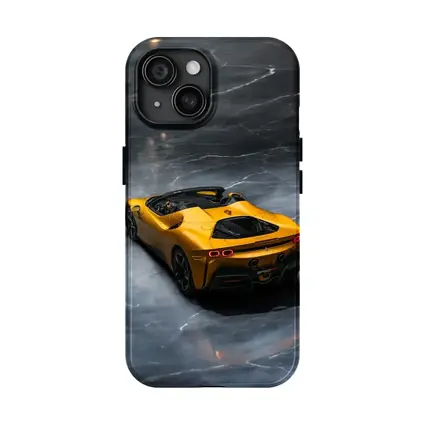 Ferrari SF90 Spider Yellow on Marble Floor