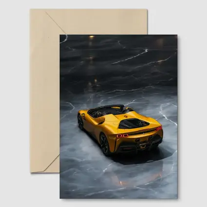 Ferrari SF90 Spider Yellow on Marble Floor