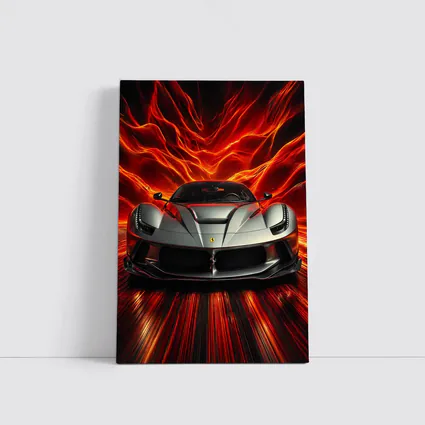 Ferrari LaFerrari Silver Fiery Red Background