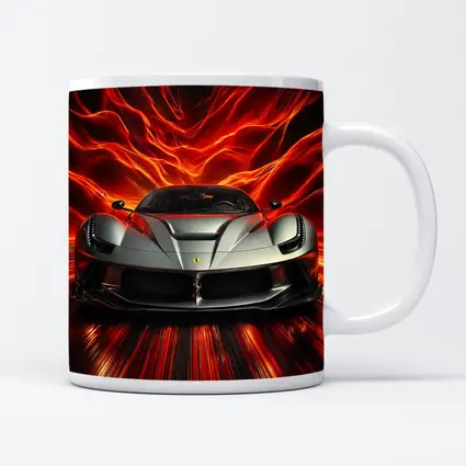 Ferrari LaFerrari Silver Fiery Red Background