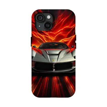 Ferrari LaFerrari Silver Fiery Red Background