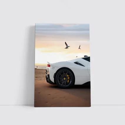 Ferrari SF90 Stradale White Beach Sunset