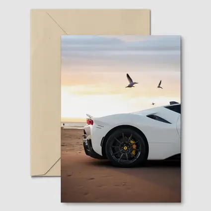Ferrari SF90 Stradale White Beach Sunset