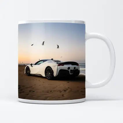 Ferrari SF90 Stradale White Beach Sunset
