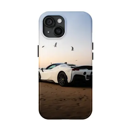 Ferrari SF90 Stradale White Beach Sunset