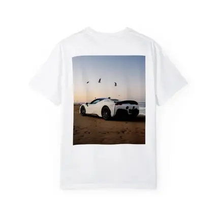Ferrari SF90 Stradale White Beach Sunset