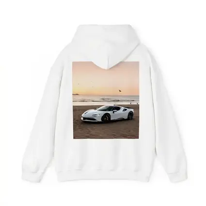 Ferrari SF90 Stradale White Beach Sunset