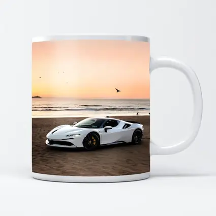 Ferrari SF90 Stradale White Beach Sunset