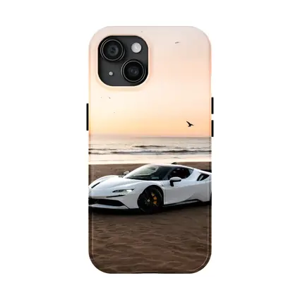 Ferrari SF90 Stradale White Beach Sunset