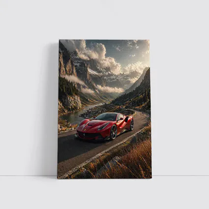 Ferrari F8 Tributo Red Alpine Mountain Road