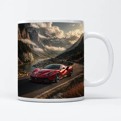 Ferrari F8 Tributo Red Alpine Mountain Road
