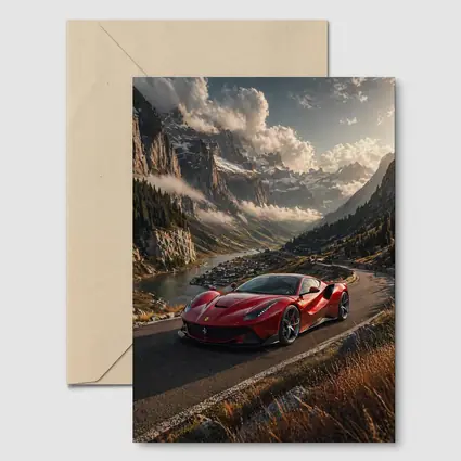 Ferrari F8 Tributo Red Alpine Mountain Road