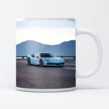 Ferrari SF90 Stradale Light Blue Mountain Road