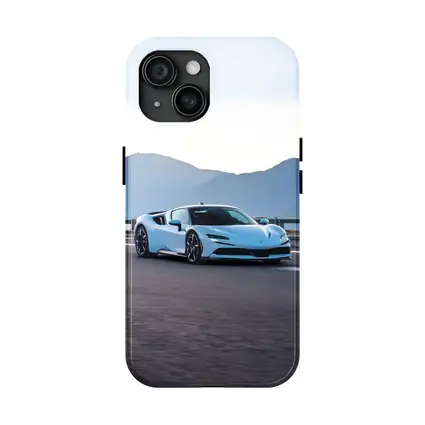 Ferrari SF90 Stradale Light Blue Mountain Road