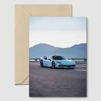 Ferrari SF90 Stradale Light Blue Mountain Road