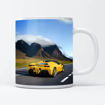 Yellow Ferrari SF90 Spider Mountain Road