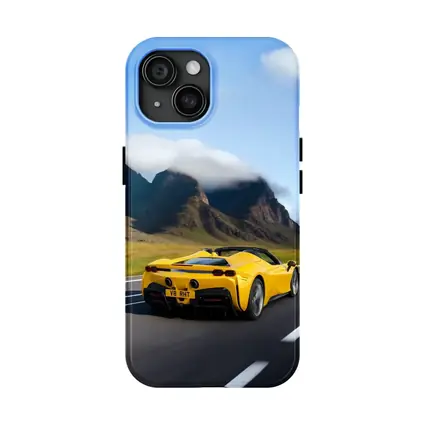 Yellow Ferrari SF90 Spider Mountain Road