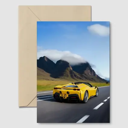 Yellow Ferrari SF90 Spider Mountain Road