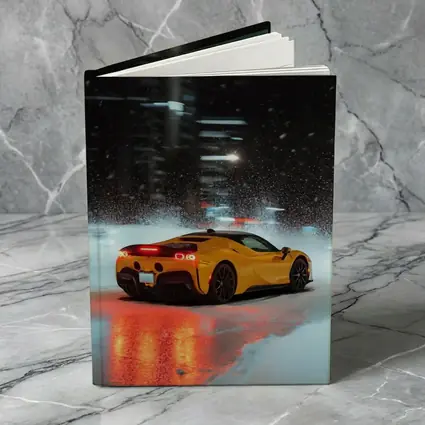Ferrari SF90 Stradale Yellow Snowy Night City