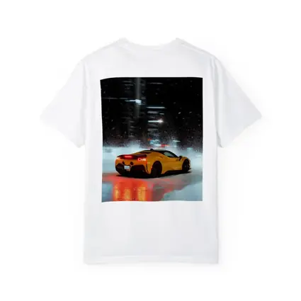 Ferrari SF90 Stradale Yellow Snowy Night City