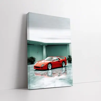 Ferrari F40 Red Parked Indoor Showroom