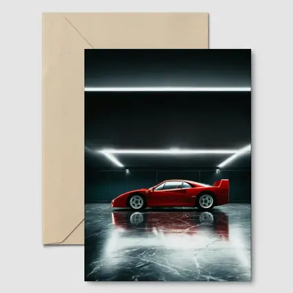 Ferrari F40 Red Supercar Dark Garage