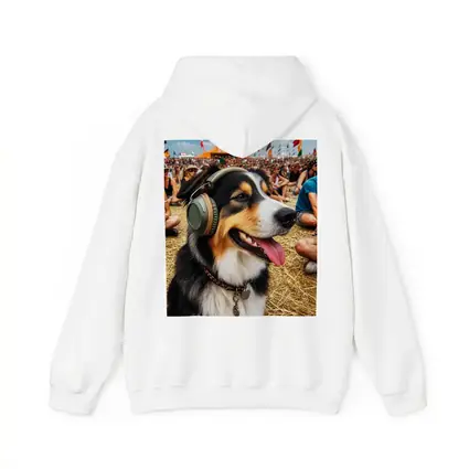 Australian Shepherd Dog Wearing Headphones Music Festival