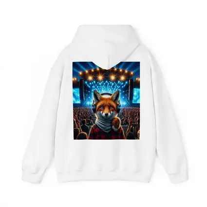 Red Fox With Headphones At Concert Stage