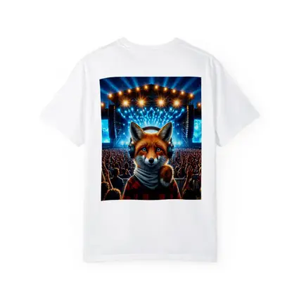 Red Fox With Headphones At Concert Stage