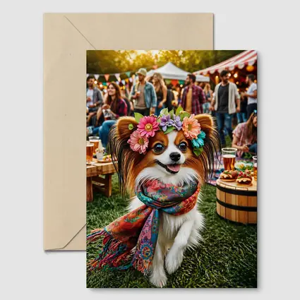 Papillon Dog Flower Crown Festival Outdoor