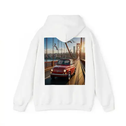Red Fiat 500 Classic Car On Bridge