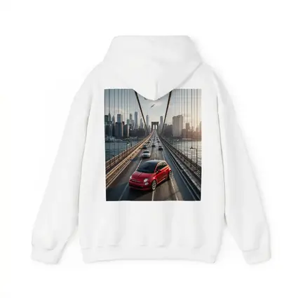 Fiat 500 Red on Brooklyn Bridge NYC