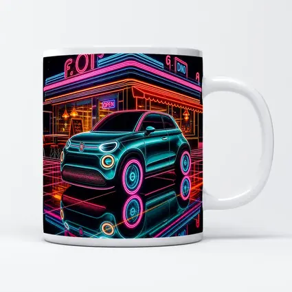 Fiat 500 Neon Glow Retro Diner Night