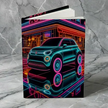 Fiat 500 Neon Glow Retro Diner Night