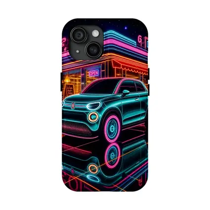 Fiat 500 Neon Glow Retro Diner Night