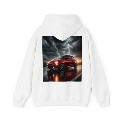 Fiat 500 Red Car Stormy Lightning Rain