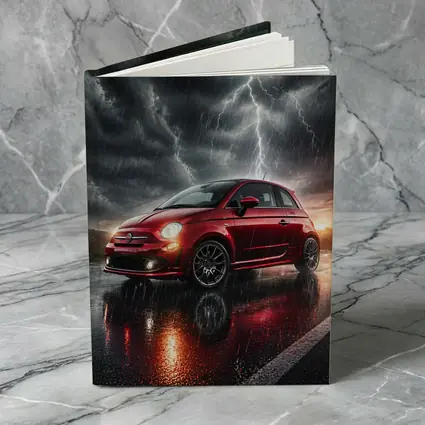 Fiat 500 Red Car Stormy Lightning Rain