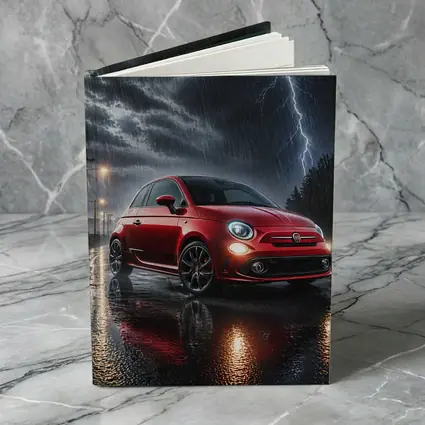 Fiat Abarth Red Car Stormy Night Rain